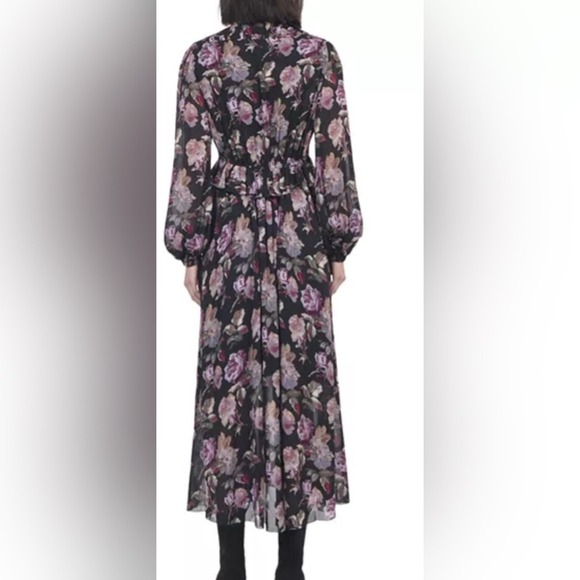 The Kooples English Roses Black Floral Midi Dress Size S - Picture 3 of 5